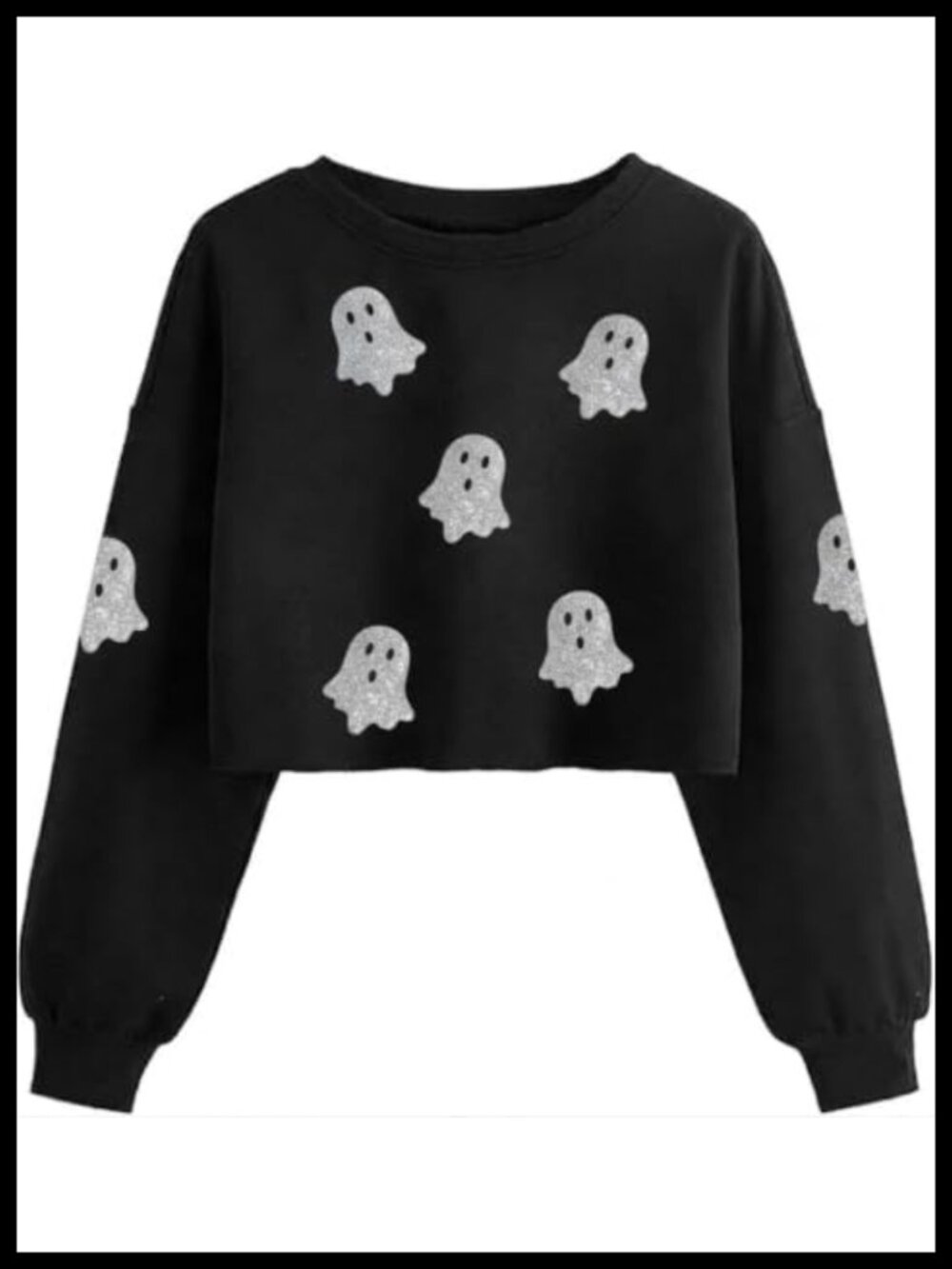 Womens Halloween Crop Sweatshirt Funny Witch Pumpkin Graphic Pullover Long